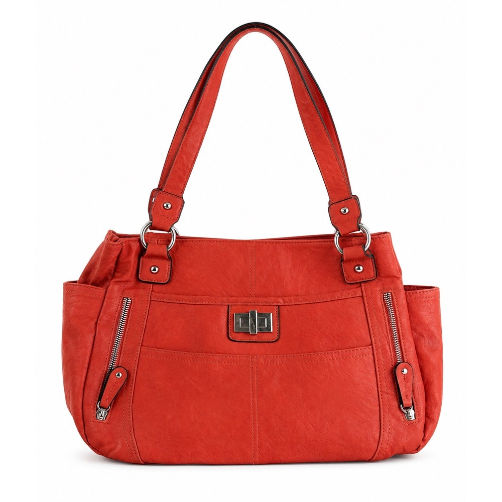Bueno Vintage Y2K Red Faux Leather Boho Shoulder Bag Purse